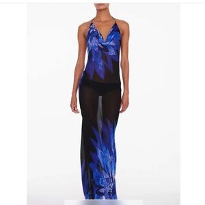 Rat & Boa Black Maxi Dress with Electric Blue Floral Detail